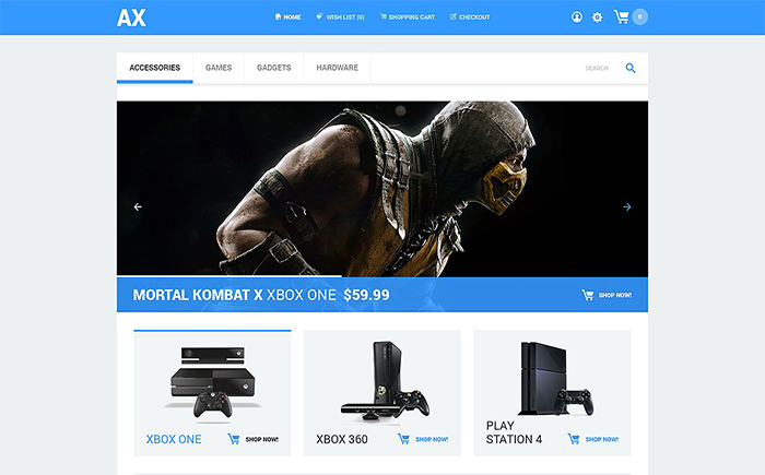 AX Games and Consoles Store OpenCart Template