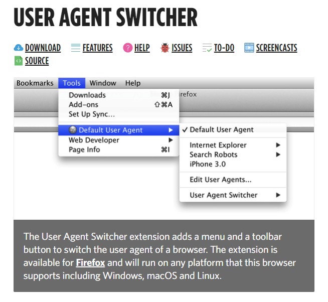 User Agent Switcher