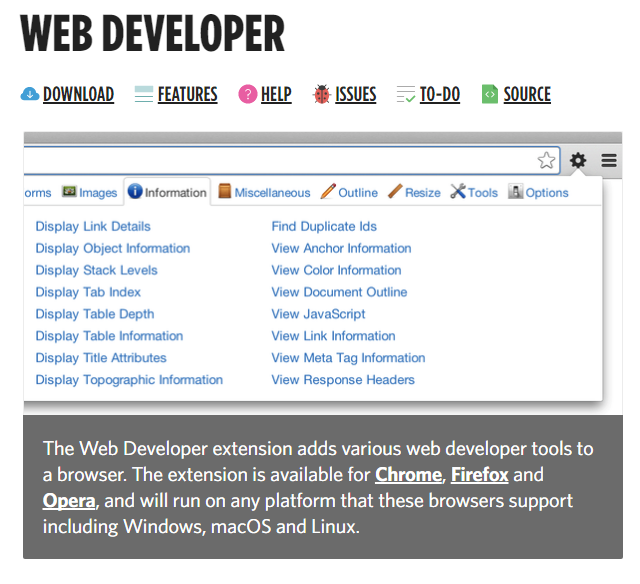 Web Developer Extension
