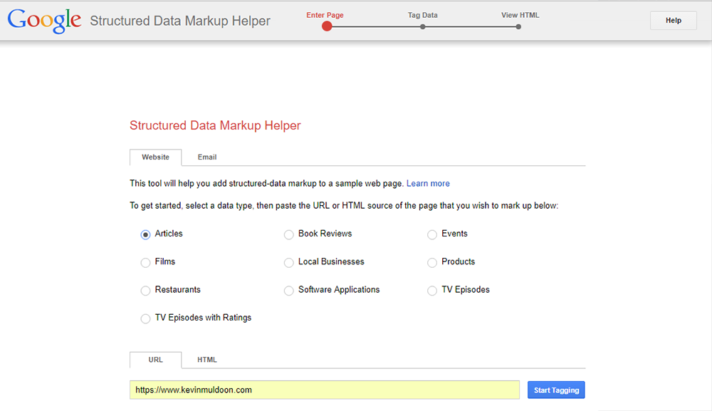 Google Structured Data Markup Helper