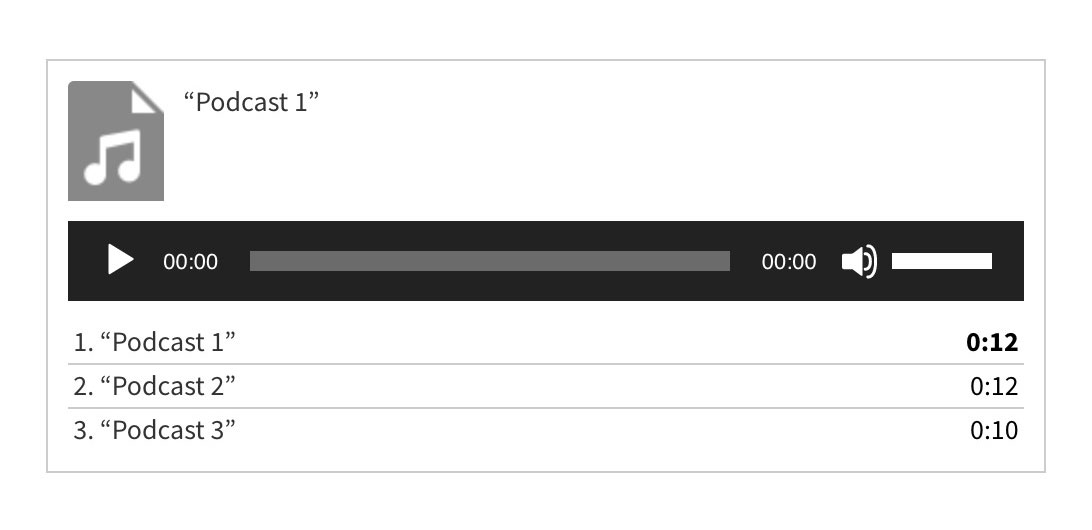 Screenshot of a WordPress audio playlist