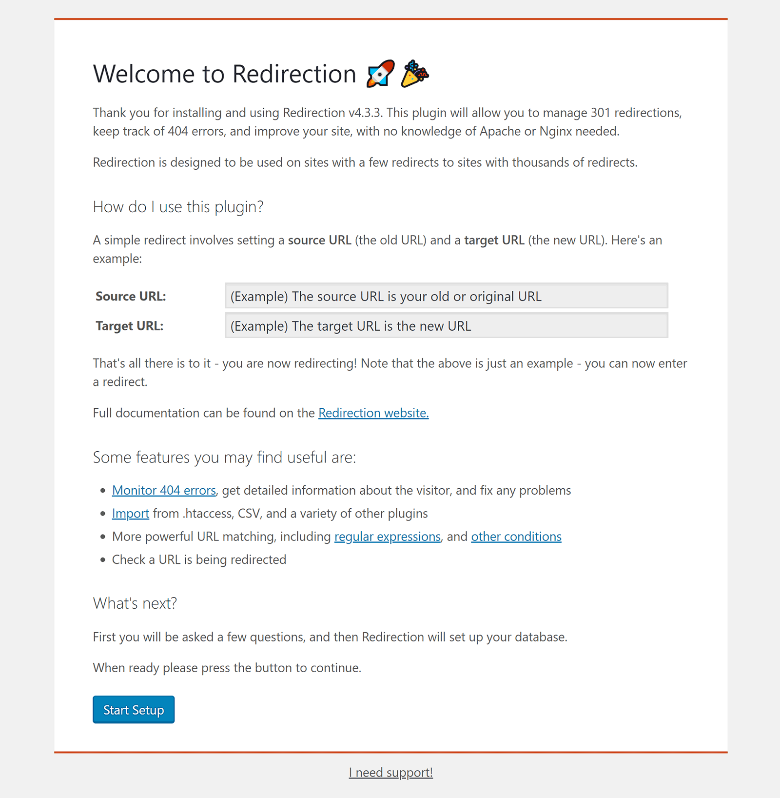 Redirection Welcome Page