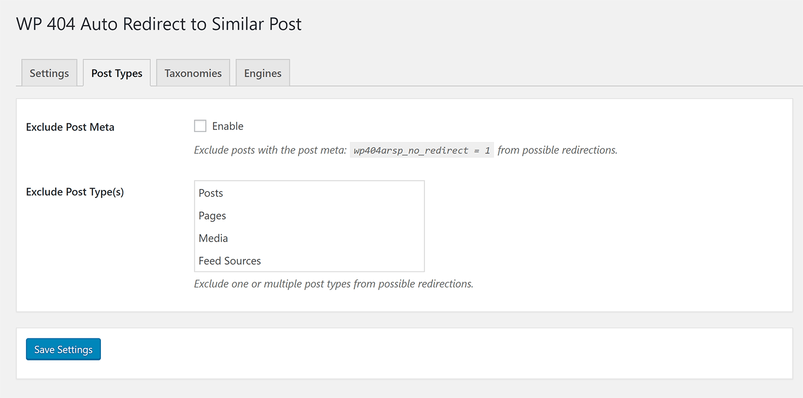 Post Types for WP 404 Auto Redirect to Similar Post