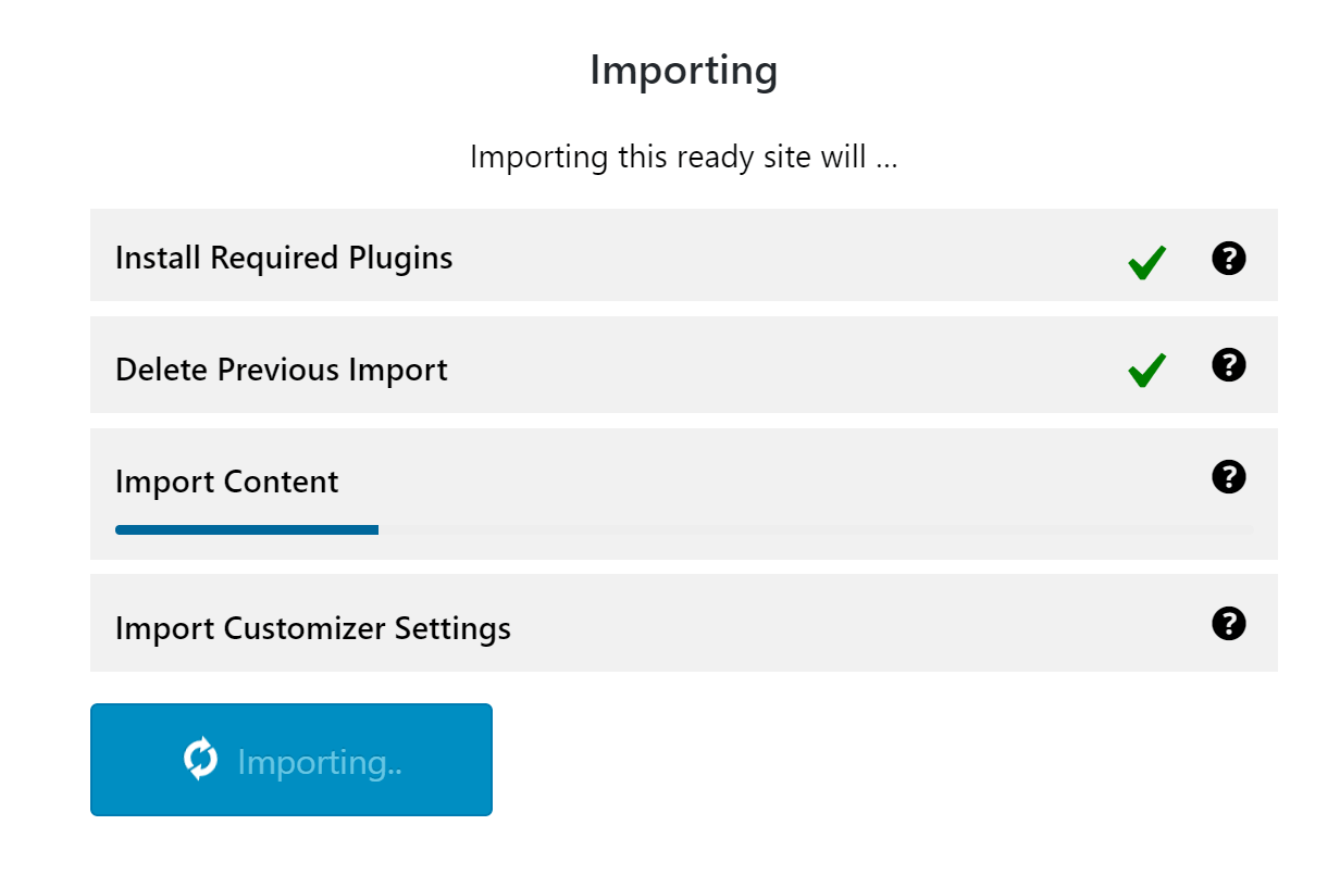 Importing Ready Website