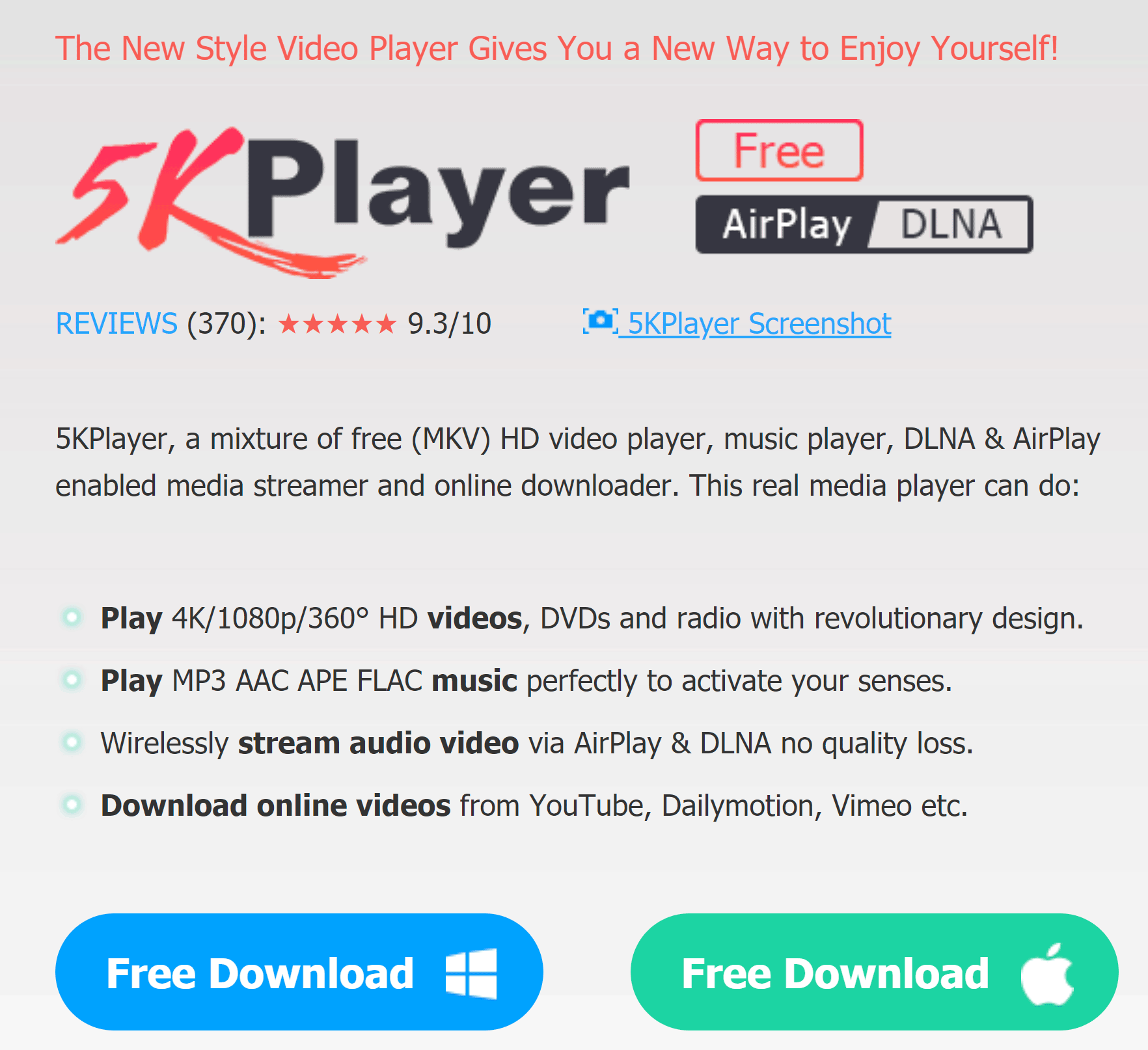 5KPlayer – Best Free Media Player for 4K UHD Playback on Windows