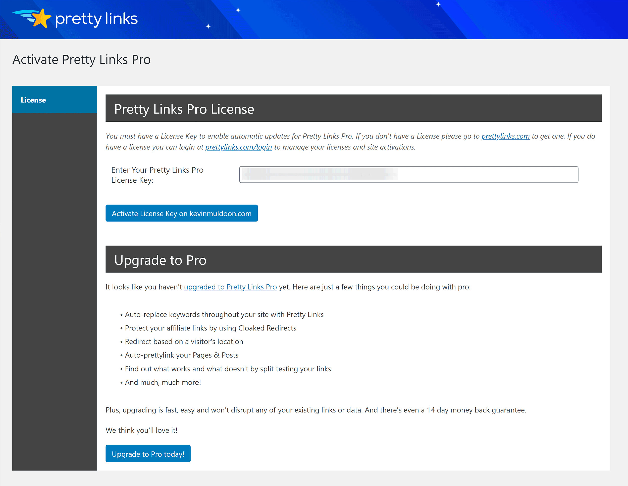 Activate Pretty Links Pro