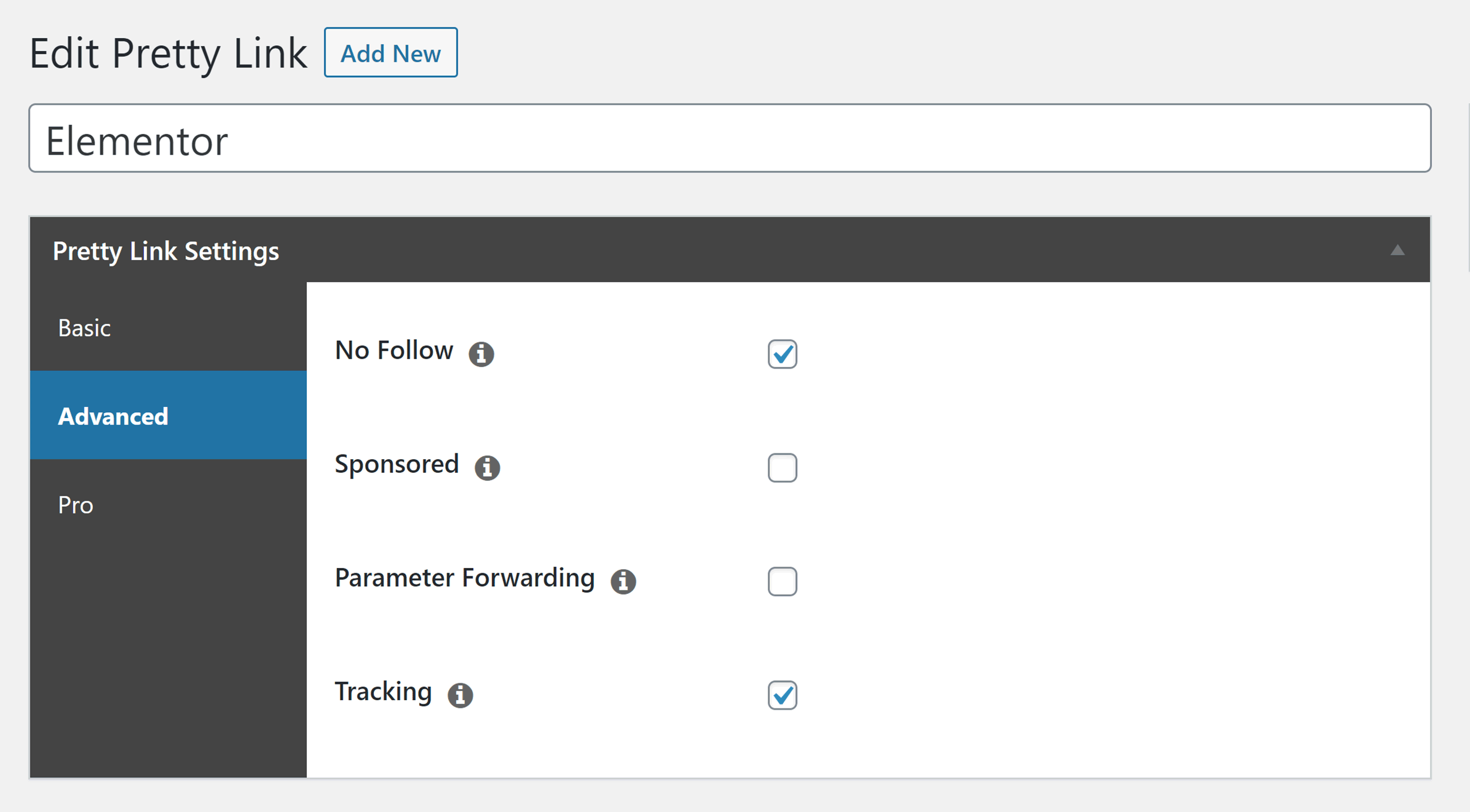 Advanced Options in Pretty Links