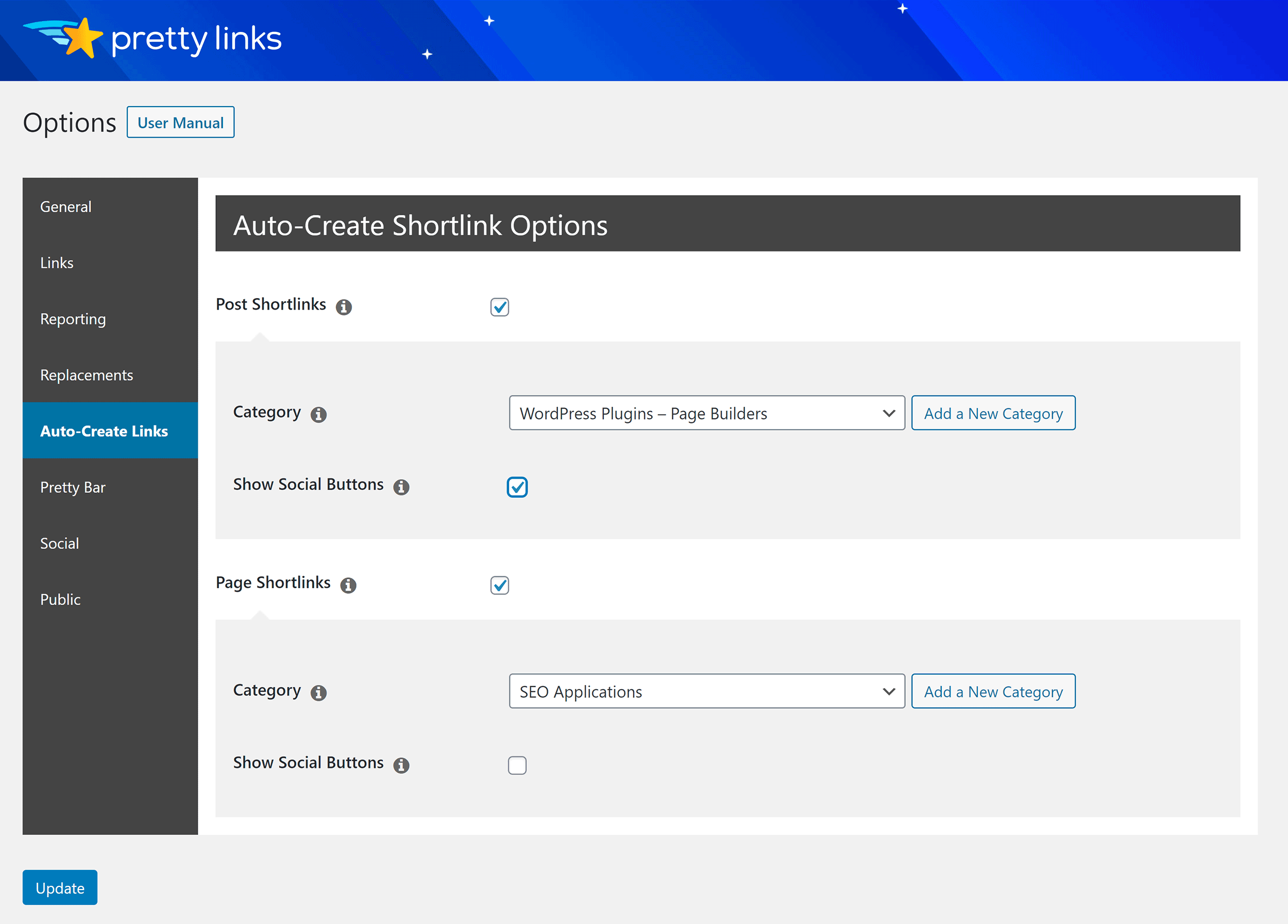 Auto Create Links Pretty Links Pro Options