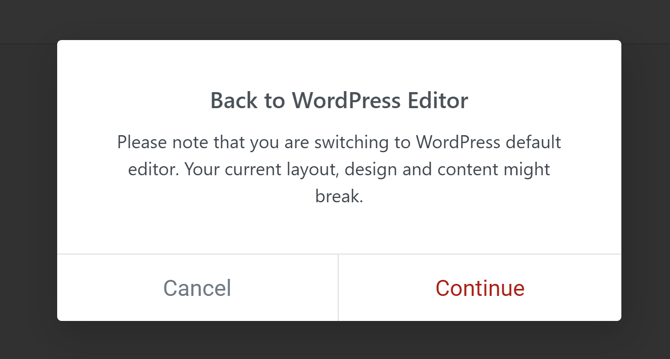 Back to WordPress Editor