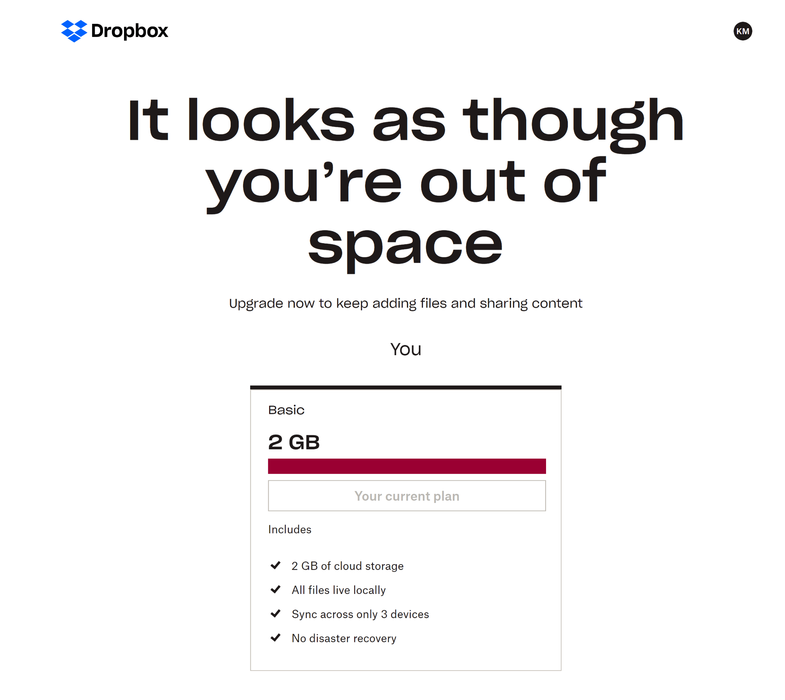 Dropbox Out of Space