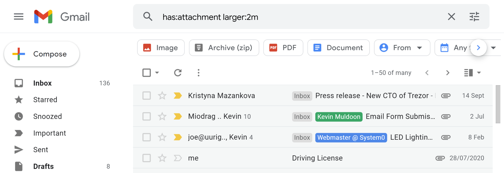 Gmail Emails with Attachments