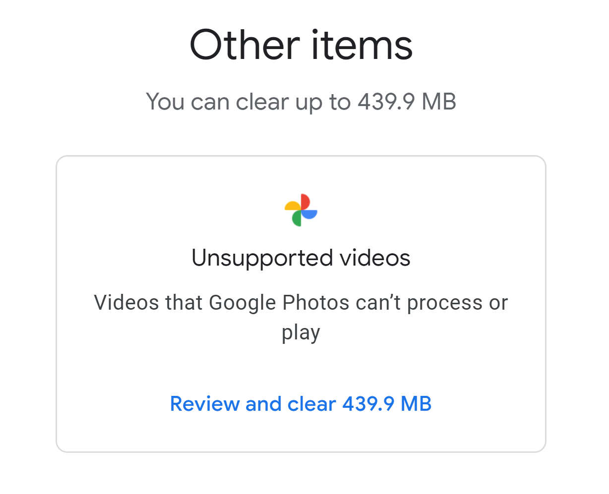 Other Items in Google One