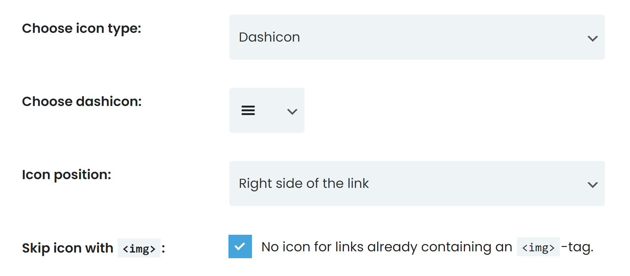 Dashicon and Font Awesome