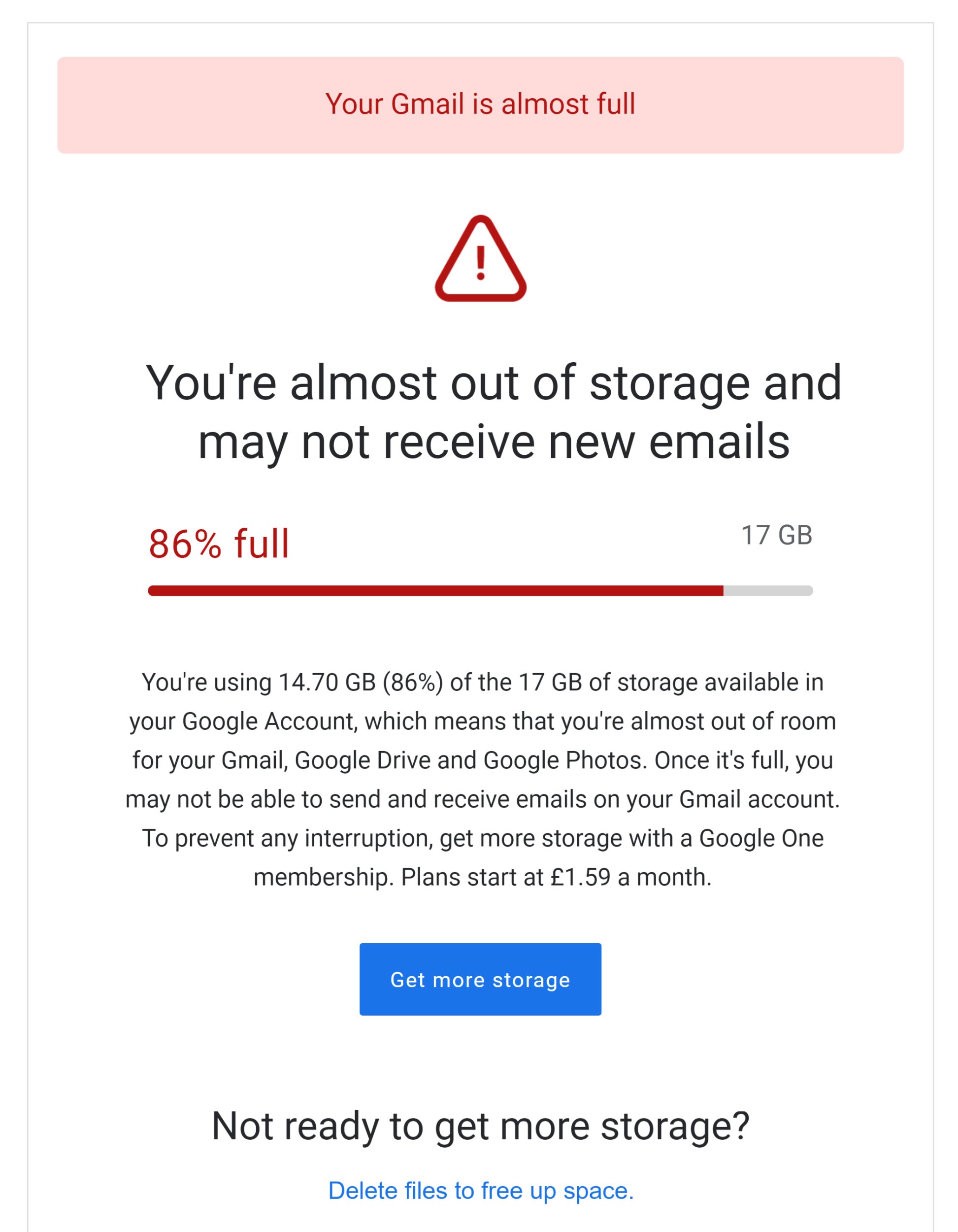 Your Gmail is Almost Full