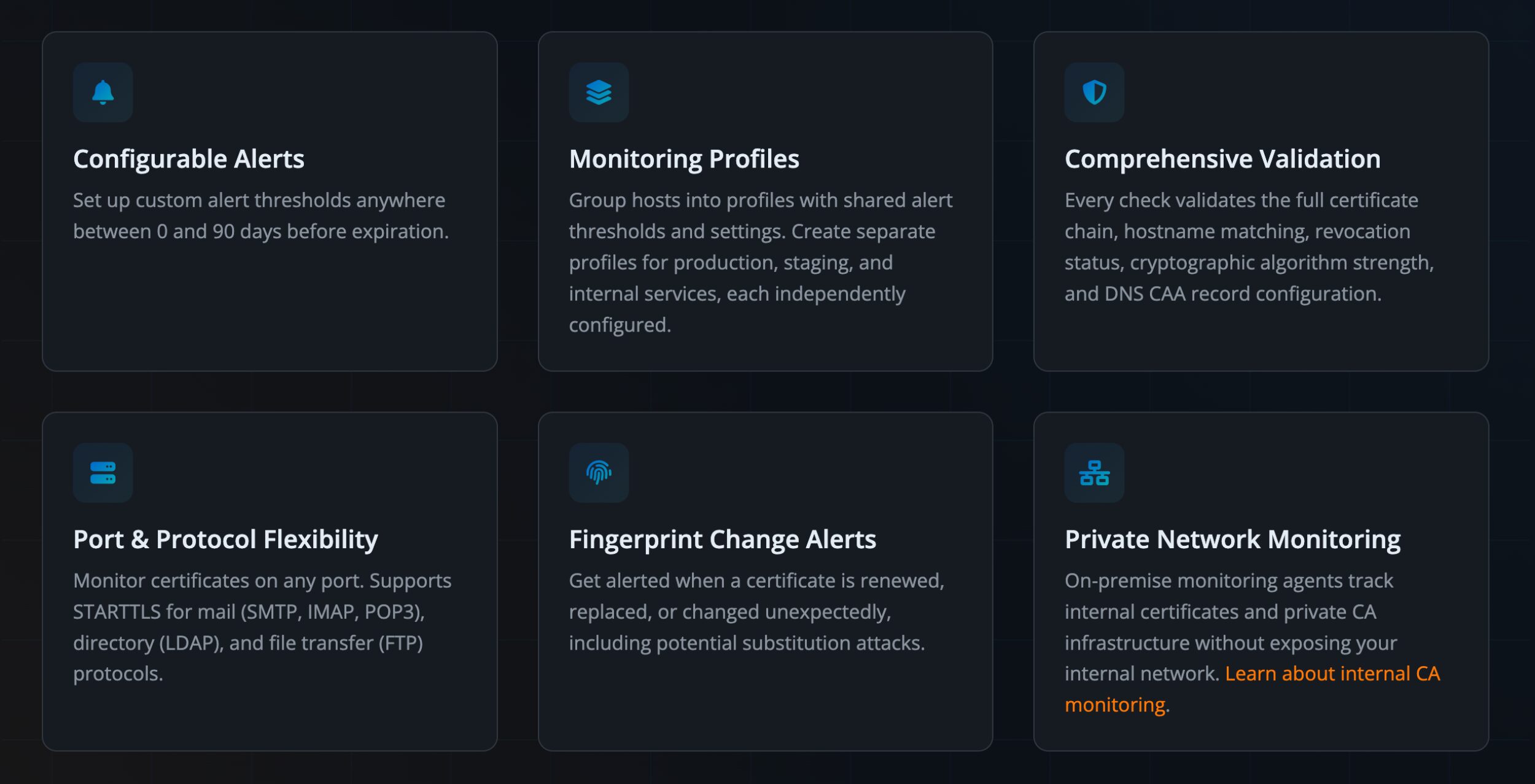 Generator Labs offers many features to monitor SSL/TLS certificates.