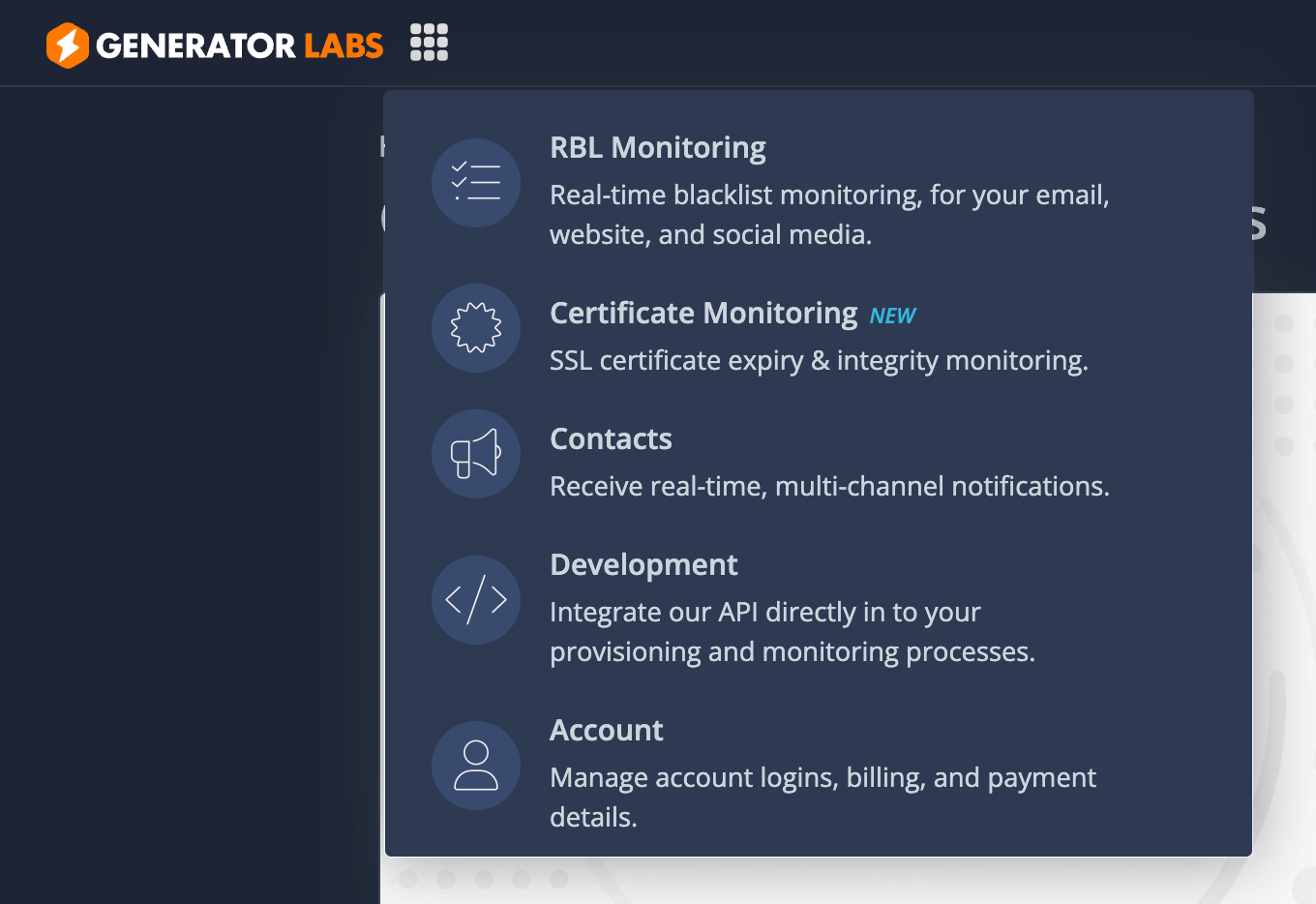 The main menu.