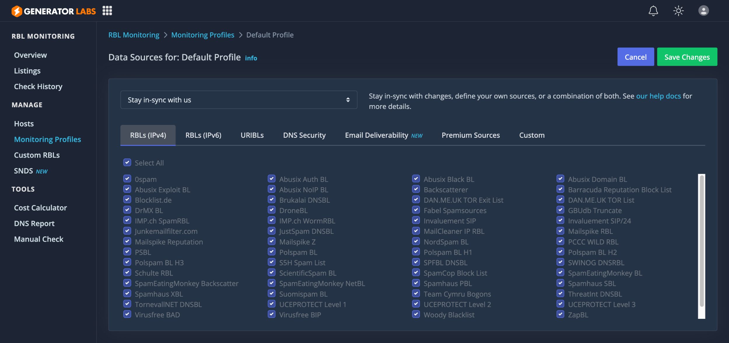 The default monitoring profile is extensive.