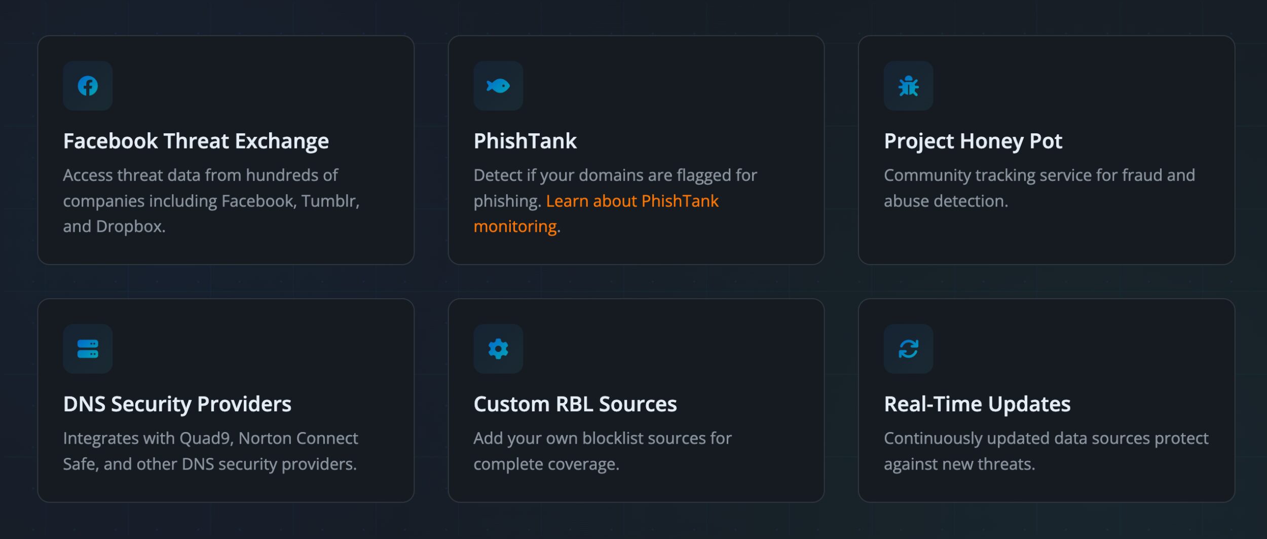 Custom blacklists can also be added.