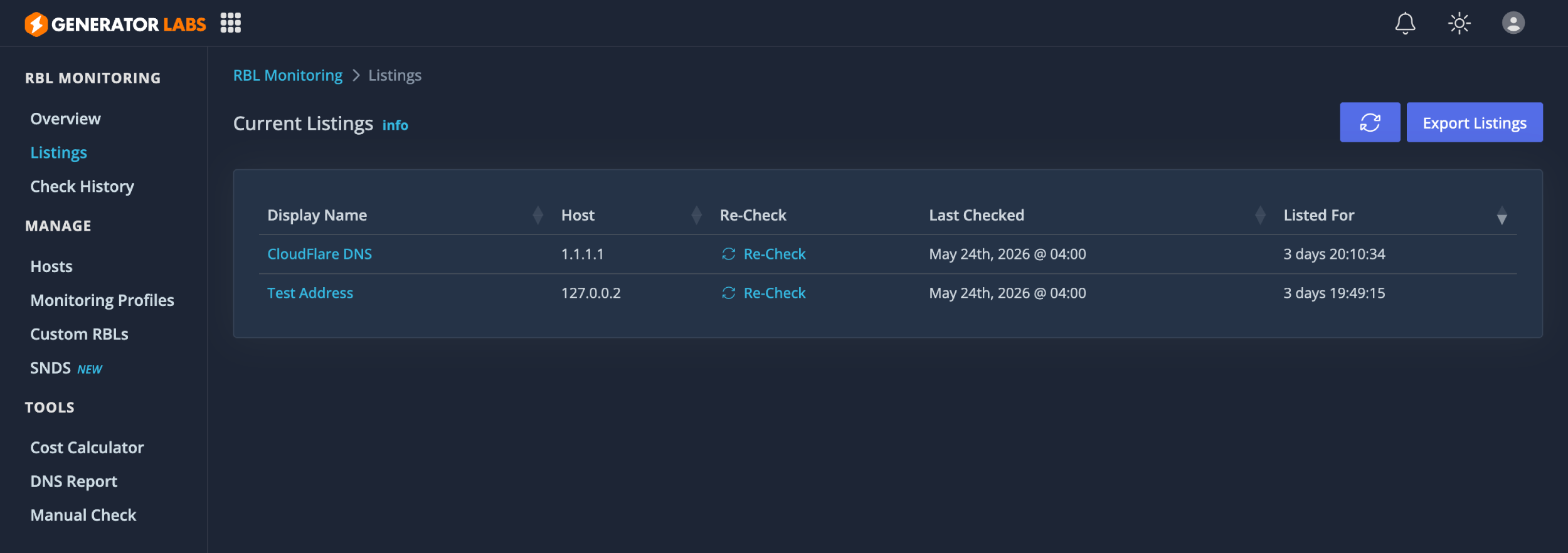 It's easy to add new IP addresses and domains to monitor.